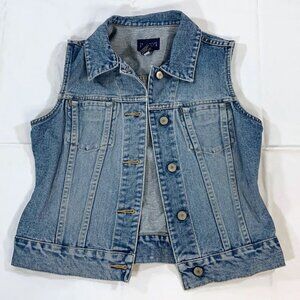 90s Vtg The Limited America Denim Jean Vest American Flag Detail